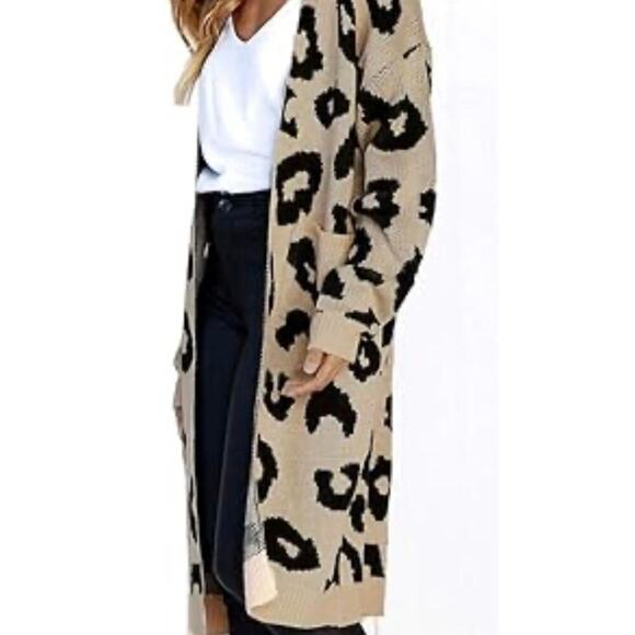Vestidos open front leopard print duster women’s medium w/2 hip pockets - Picture 2 of 9